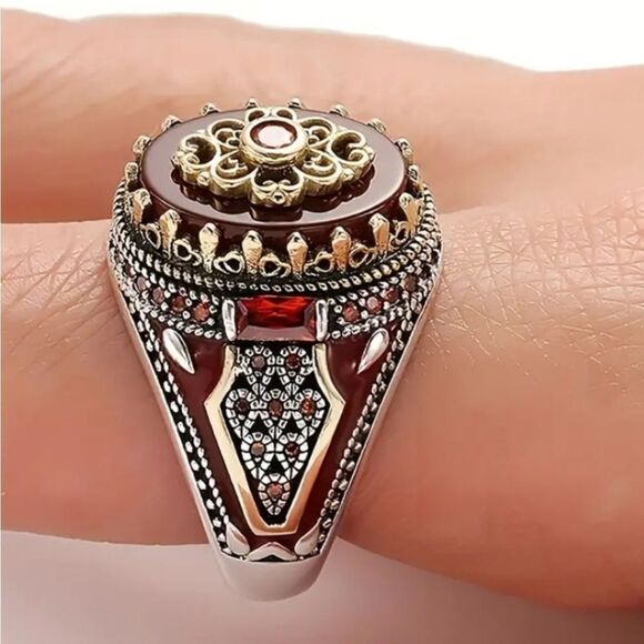 Men's Vintage Alloy Statement Ring - Picture 6 of 7